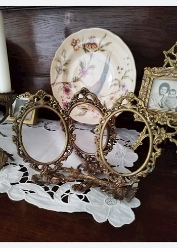 3Lü pirinç  vintage çerçeve ton farkı mevcut biraz - Görsel 3