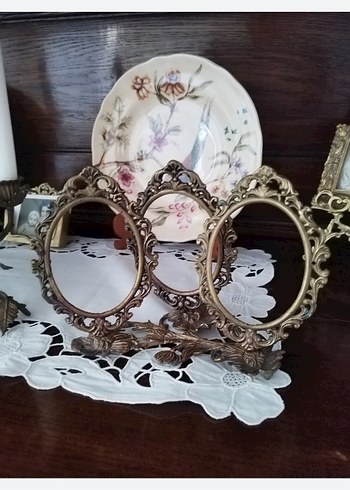 3Lü pirinç  vintage çerçeve ton farkı mevcut biraz - Görsel 4