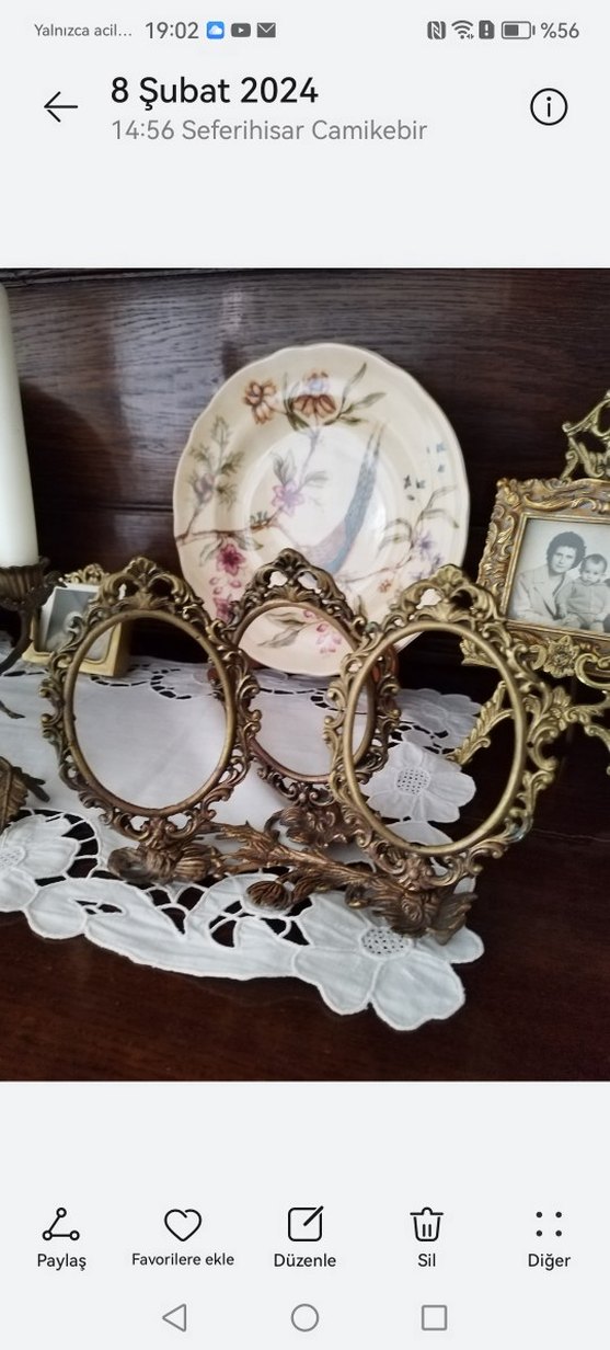 3Lü pirinç  vintage çerçeve ton farkı mevcut biraz - Görsel 3