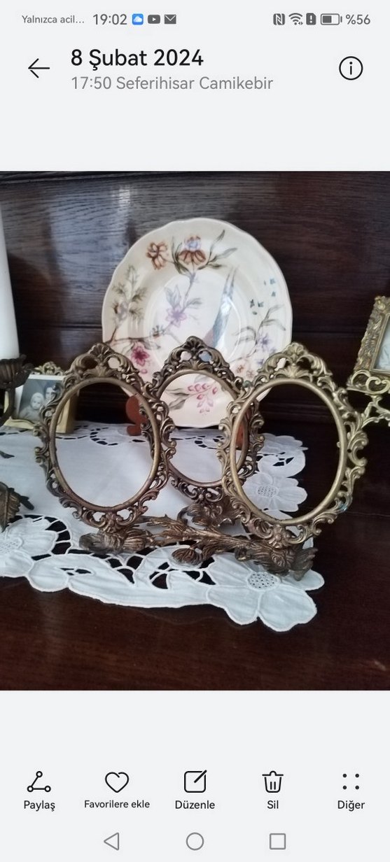 3Lü pirinç  vintage çerçeve ton farkı mevcut biraz - Görsel 4