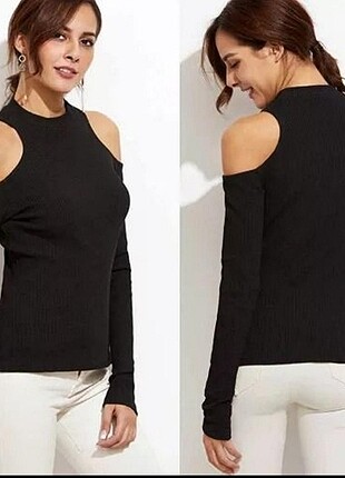 H&M Siyah Omuzları Açık Bluz