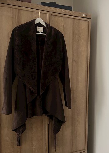 Koton Kaban Kahverengi Süet Kemerli Midi Kadın Kaban - Görsel 2