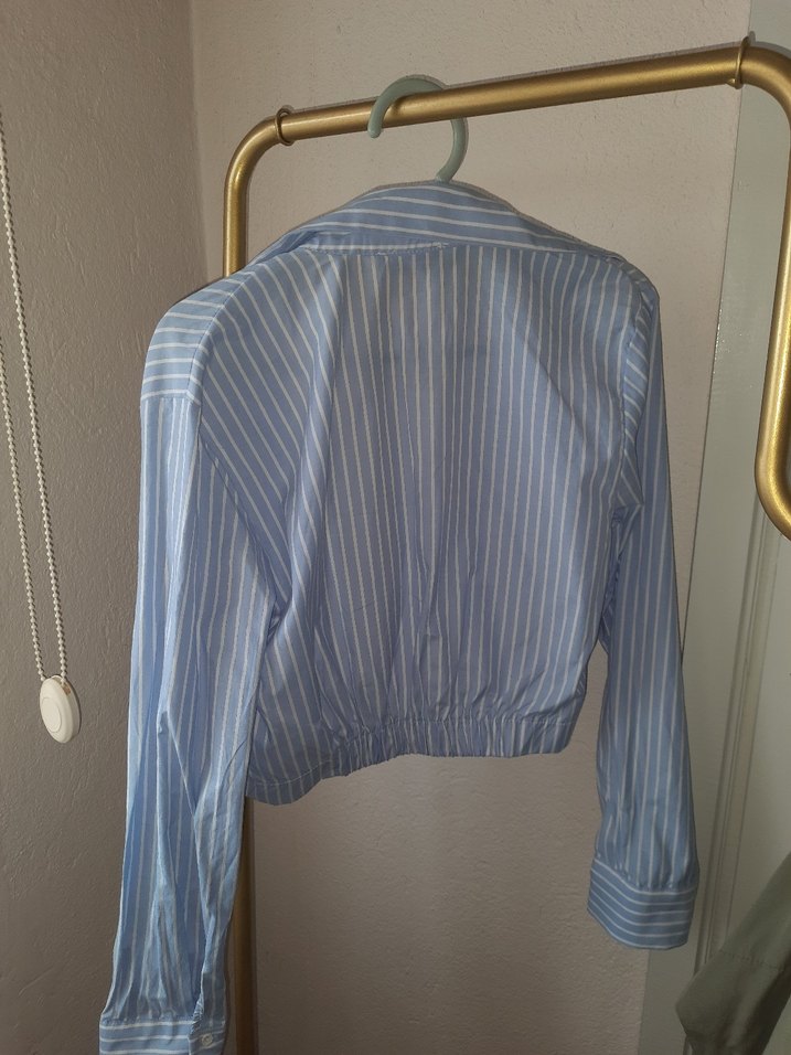 Mavi Çizgili Uzun Kollu Gömlek - Görsel 3