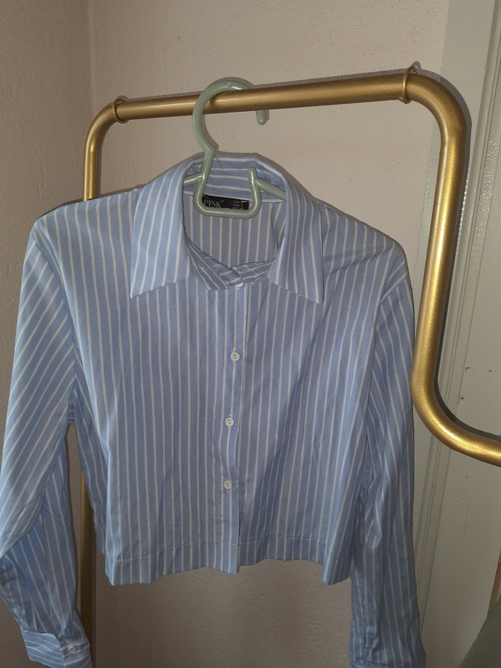 Mavi Çizgili Uzun Kollu Gömlek - Görsel 4