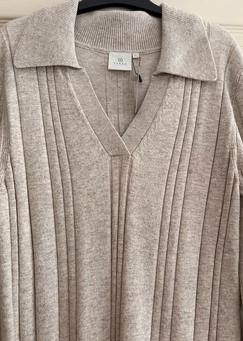 Bej Uzun Kollu kaşmir Örgü Kadın elbise vakko - Görsel 4