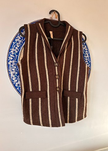 Yargıcı Kahverengi Çizgili Triko Kadın Yelek - Görsel 7