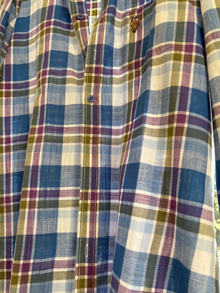 Erkek kareli Polo Uzun Kollu Pamuklu Gömlek - Görsel 4