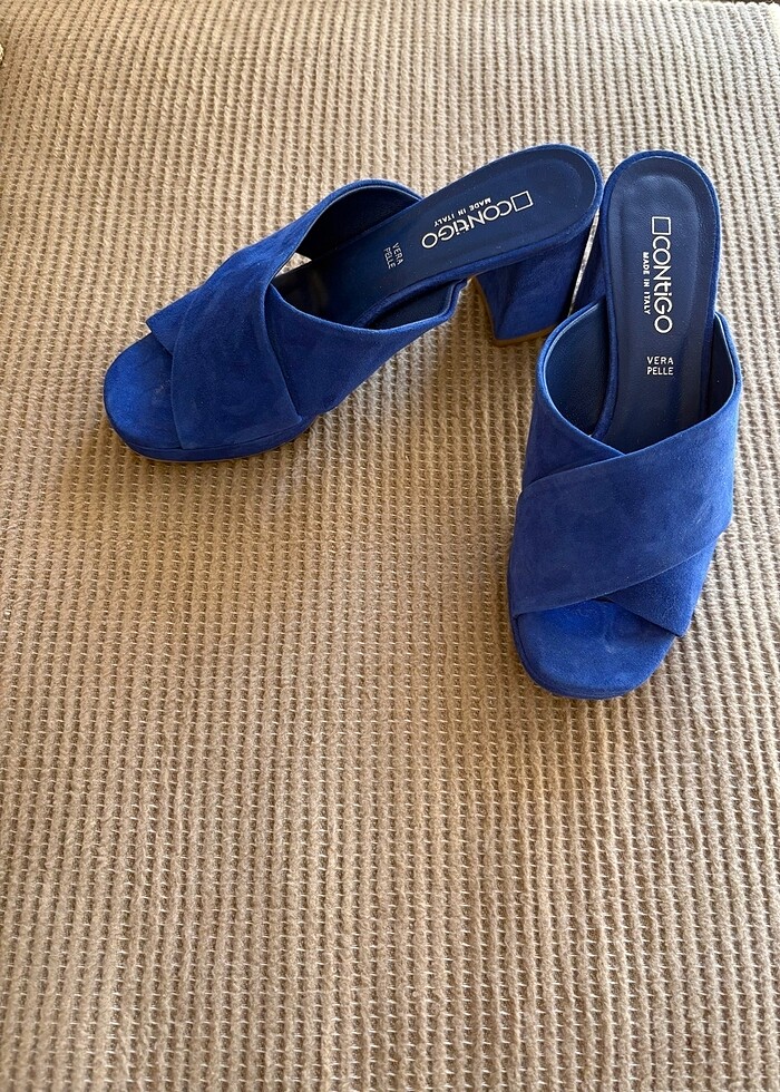Gece mavisi İtalyan terlik - Görsel 5