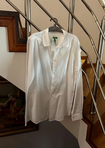 Beyaz Benetton gömlek - Görsel 4