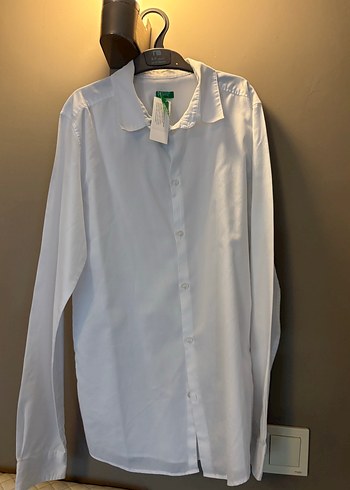 Beyaz Benetton gömlek - Görsel 3