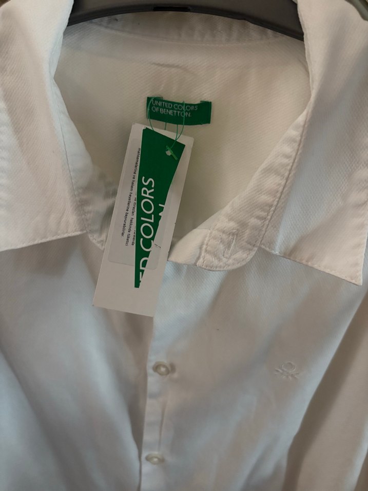 Beyaz Benetton gömlek - Görsel 5