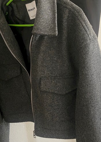 Bershka Gri Melanj Kisa Ceket