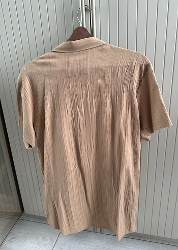 Bej Kısa Kollu Pilili Erkek Gömlek - Görsel 2