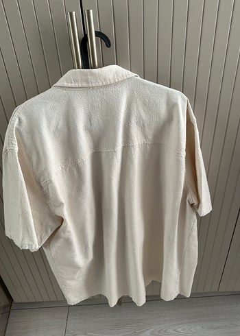 Düğmeli Beyaz Keten Kadın Midi Gömlek - Görsel 2