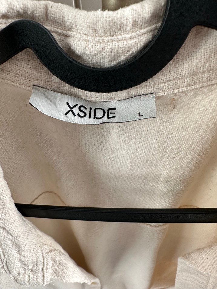 Düğmeli Beyaz Keten Kadın Midi Gömlek - Görsel 3