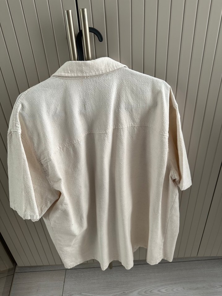 Düğmeli Beyaz Keten Kadın Midi Gömlek - Görsel 2
