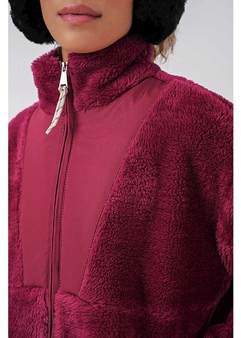 xl Beden Bordo Peluş Kadın Ceket, Salaş Kesim