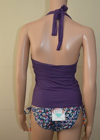 Mor Drapeli Strappy Kadın Mayo büstiyer - Görsel 2