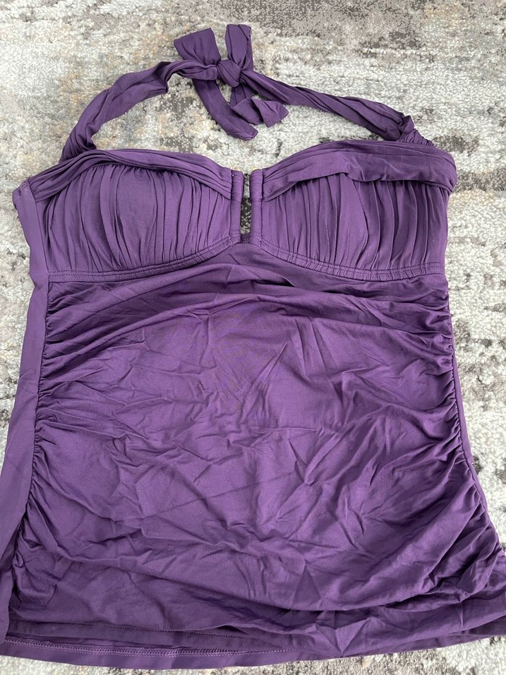 Mor Drapeli Strappy Kadın Mayo büstiyer - Görsel 5