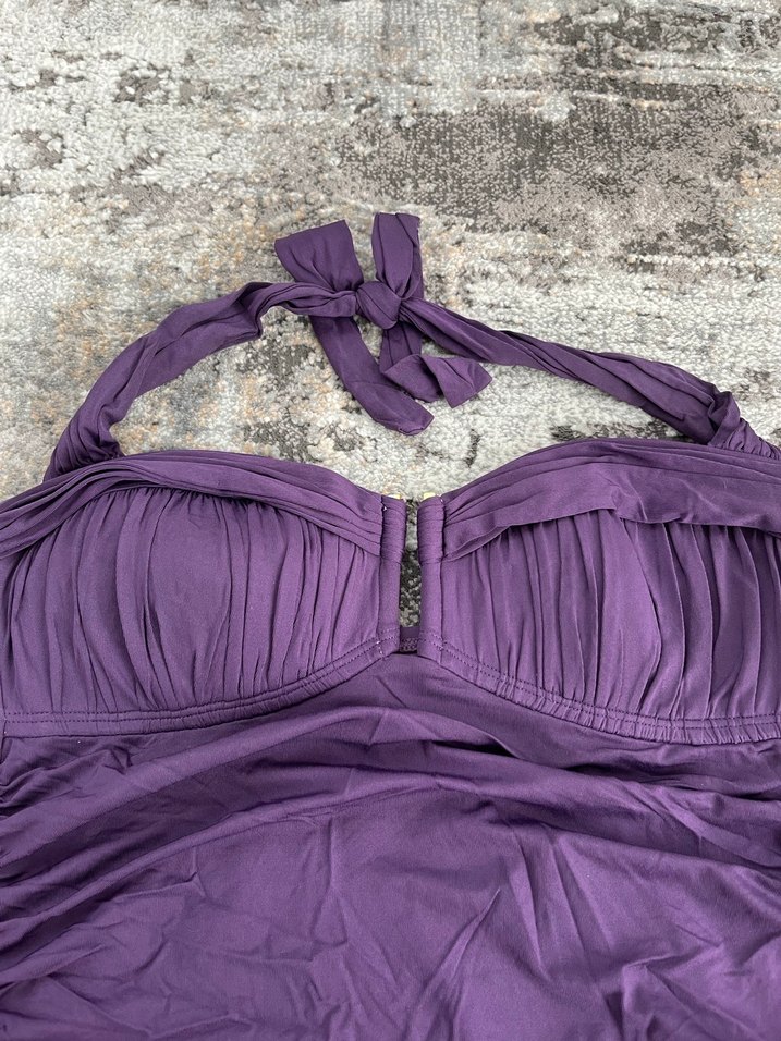 Mor Drapeli Strappy Kadın Mayo büstiyer - Görsel 4