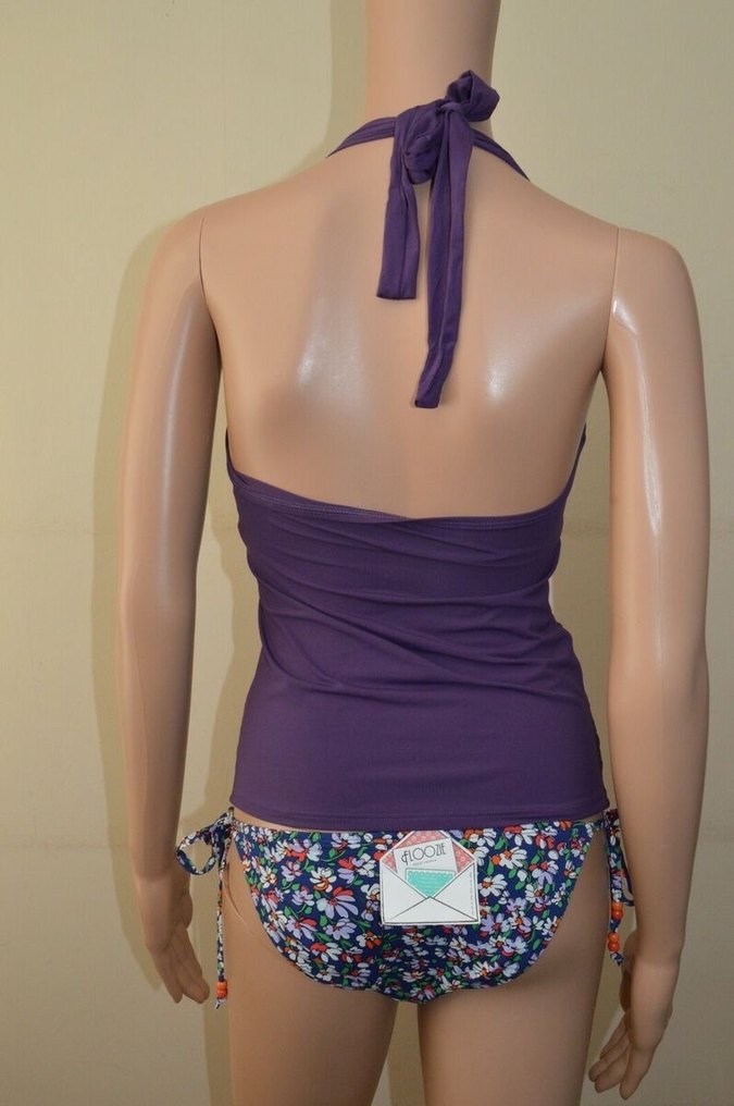 Mor Drapeli Strappy Kadın Mayo büstiyer - Görsel 2