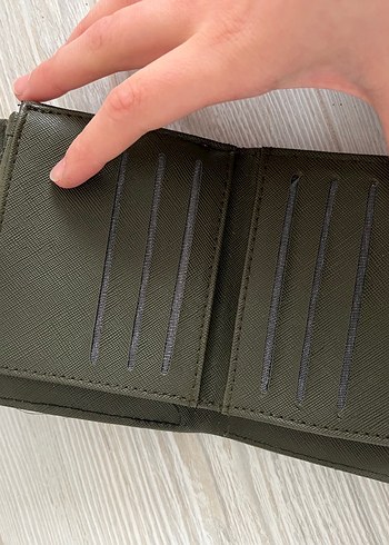 Beden haki Renk Kadın Deri Fermuarlı Haki Cüzdan