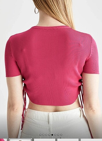 Diğer Fuşya crop bozulmaz kumaş bluz crop