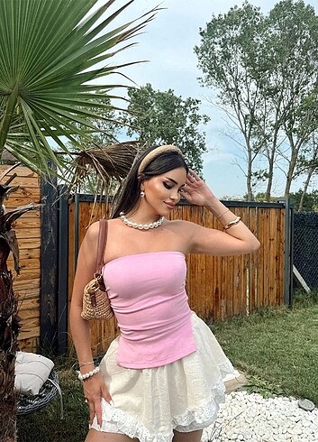 Pembe straplez üst l beden 