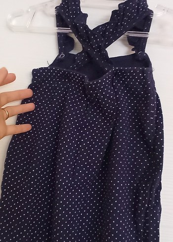 9-12 Ay Beden Kız Çocuk Koyu Mavi Fırfırlı Askılı Tulum