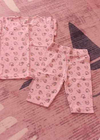 Pembe Baskılı Kız Bebek Mini Takım