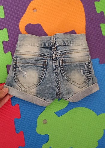 Renkli Bağlama Desenli Kız Kot Şort - Görsel 4