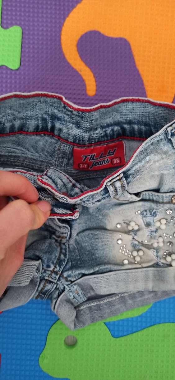 Renkli Bağlama Desenli Kız Kot Şort - Görsel 3