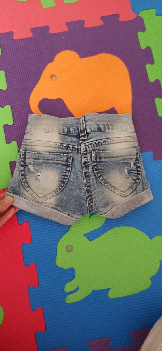 Renkli Bağlama Desenli Kız Kot Şort - Görsel 4