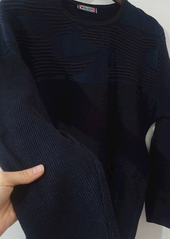 Erkek Lacivert Triko Kazak - Görsel 2