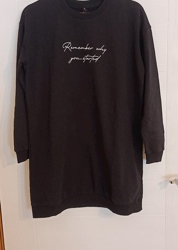 Siyah Uzun Kollu Salaş Sweatshirt Elbise