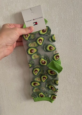 Avokado Desenli transparan Yeşil Çorap