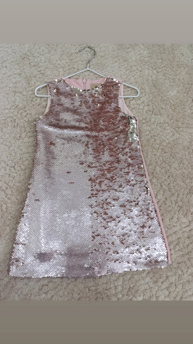 Pullu Pembe Kolsuz Kız Çocuk Elbise - Görsel 2