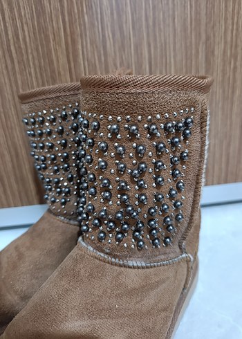 Kürklü Taba Süet Kadın Ugg bot - Görsel 4