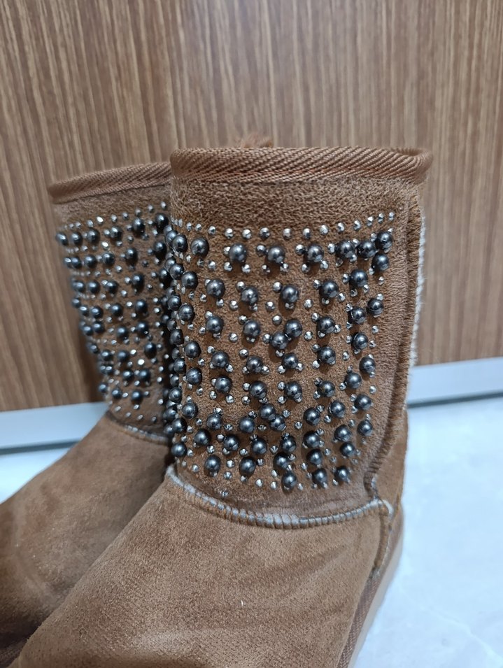 Kürklü Taba Süet Kadın Ugg bot - Görsel 4