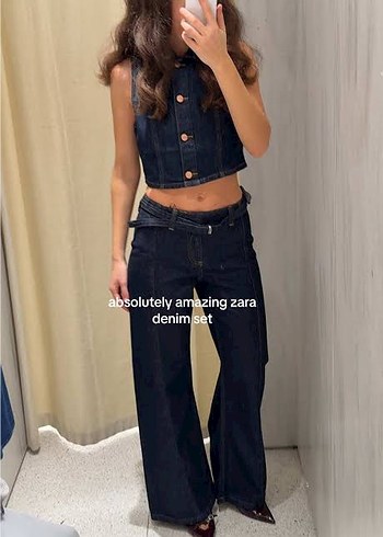 Zara Koyu Mavi Denim Takim