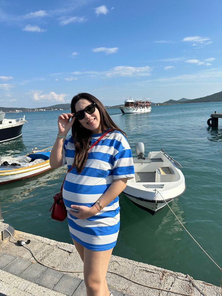 Çizgili Denizci Mavi Mini Elbise - Görsel 2