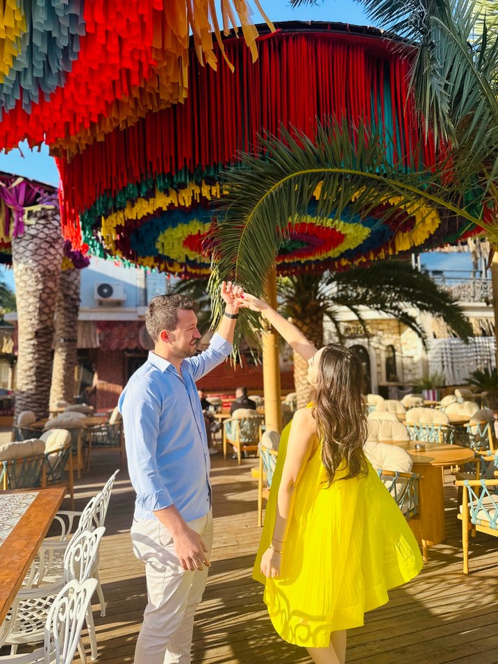 Sarı Midi  Elbise Kayık Yaka, Kısa Kollu - Görsel 3