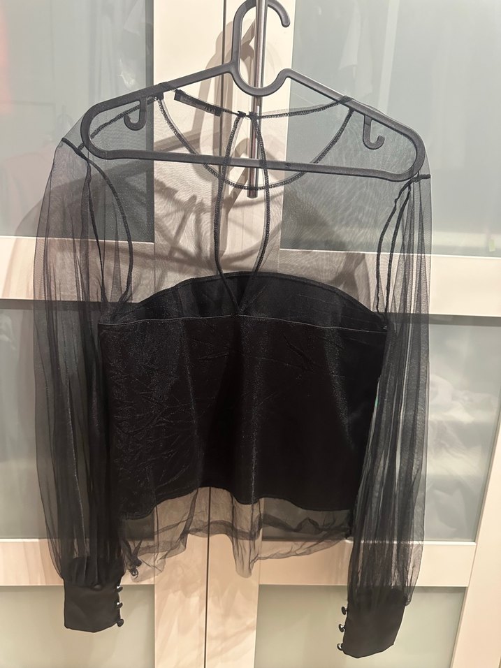 Siyah Drapeli Bluz - Görsel 4