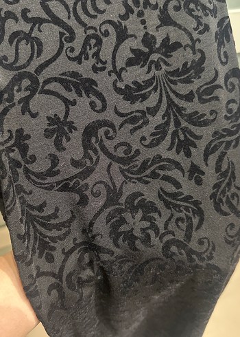 Dantel kadife desen Detaylı Siyah mini elbise - Görsel 2