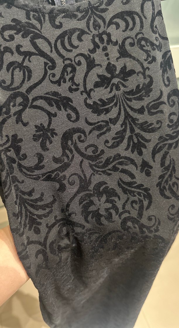 Dantel kadife desen Detaylı Siyah mini elbise - Görsel 2