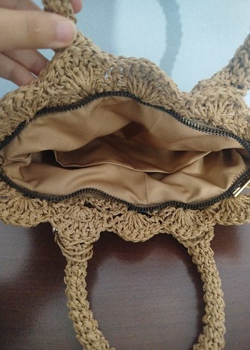  Beden ten rengi Renk Bej Örgü Dantel Detaylı Bohem Kadın Çanta