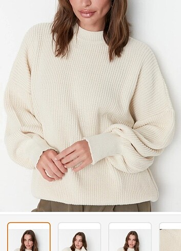 Trendyol Milla Oversize ekru Kazak triko 