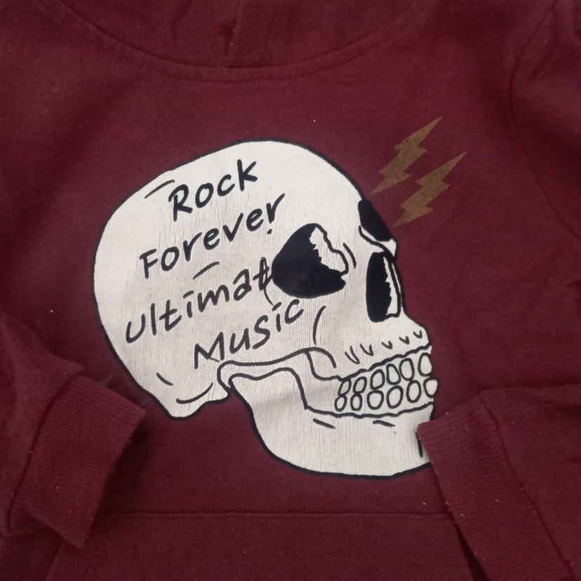 Bordo Kapüşonlu Rock Punk Sweatshirt - Görsel 2