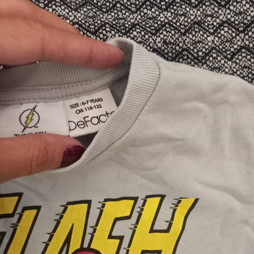 Gri Flash Baskılı Erkek Sweatshirt - Görsel 2