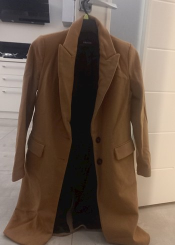 Zara Basic Bej Midi Kadın Kaban - Görsel 5